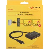 DeLOCK 87700 video-splitter HDMI 2x HDMI, HDMI splitter Sort, HDMI, 2x HDMI, Sort, 0,6 m, 3840 x 2160