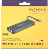 DeLOCK 87721 interface hub USB 3.2 Gen 1 (3.1 Gen 1) Type-A Sort, Docking station antracit, USB 3.2 Gen 1 (3.1 Gen 1) Type-A, HDMI, USB 3.2 Gen 1 (3.1 Gen 1) Type-A, USB 3.2 Gen 1 (3.1 Gen 1) Type-C, MMC, SD, SDHC, SDXC, Sort, 0,15 m, USB