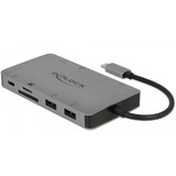 DeLOCK 87735 dockingstation Ledningsført USB 3.2 Gen 1 (3.1 Gen 1) Type-C Grå, Docking station Sølv, Ledningsført, USB 3.2 Gen 1 (3.1 Gen 1) Type-C, Grå, SD, SDHC, SDXC, 3840 x 2160 pixel, 110 mm