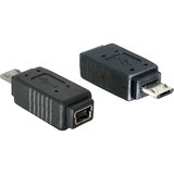 DeLOCK Adapter USB micro-B male to mini USB 5-pin mini USB 5p Sort Sort, USB micro-B, mini USB 5p, Sort