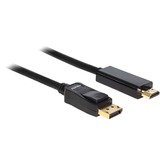 DeLOCK Cable Displayport > HDMI m/m 2m Sort, Kabel Sort, 2 m, Sort, Hanstik/Hanstik, Displayport/HDMI