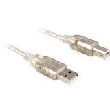 DeLOCK Cable USB 2.0 A-B - 0.5m USB-kabel 0,5 m USB A USB B Grå gennemsigtig, 0,5 m, USB A, USB B, Hanstik/Hanstik, Grå