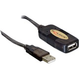 DeLOCK Cable USB 2.0, 5m USB-kabel Sort, Forlængerledning Sort, 5m, 5 m, Hanstik/Hunstik, Sort