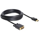 DeLOCK Displayport > DVI 24+1 m/m 5m DVI-D, Adapter Sort, 5 m, Displayport, DVI-D, Hanstik/Hanstik