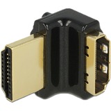 DeLOCK HDMI-A/HDMI-A, F/M, 90° Sort, Adapter Sort, F/M, 90°, HDMI, HDMI, Hunstik, Hanstik, Guld, 3840 x 2160 pixel