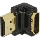 DeLOCK HDMI-A/HDMI-A male, F/M, 90° Sort, Adapter Sort, F/M, 90°, HDMI, HDMI, Hunstik, Hanstik, Guld, 3840 x 2160 pixel