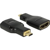 DeLOCK HDMI Micro-D/HDMI-A, M/F, 4K Micro-HDMI Sort, Adapter Sort, M/F, 4K, Micro-HDMI, HDMI, Hanstik, Hunstik, Guld, 3840 x 2160 pixel