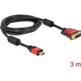 DeLOCK HDMI - DVI Cable 3.0m male / male 3 m DVI-D, Adapter Sort, 3 m, HDMI, DVI-D, 5,1 Gbit/sek., Hanstik/Hanstik