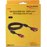 DeLOCK HDMI - DVI Cable 3.0m male / male 3 m DVI-D, Adapter Sort, 3 m, HDMI, DVI-D, 5,1 Gbit/sek., Hanstik/Hanstik