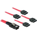 DeLOCK Sata 4x 1m SCSI-kabel Rød, Adapter Rød, Rød, 1 m, Hanstik/Hunstik