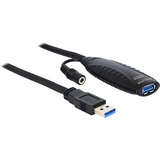 DeLOCK USB3.0-A - USB3.0-A, 10m USB-kabel USB 3.2 Gen 1 (3.1 Gen 1) USB A Sort, Forlængerledning Sort, 10m, 10 m, USB A, USB A, USB 3.2 Gen 1 (3.1 Gen 1), Hanstik/Hunstik, Sort