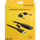 DeLOCK USB3.0-A - USB3.0-A, 10m USB-kabel USB 3.2 Gen 1 (3.1 Gen 1) USB A Sort, Forlængerledning Sort, 10m, 10 m, USB A, USB A, USB 3.2 Gen 1 (3.1 Gen 1), Hanstik/Hunstik, Sort