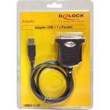 DeLOCK USB 1.1 parallel adapter parallelkabel 0,8 m Sort, USB 1.1, DB25, 0,8 m