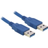 DeLOCK USB 3.0-A male/male - 1m USB-kabel USB A Blå Blå, 1 m, USB A, USB A, Hanstik/Hanstik, 5000 Mbit/s, Blå