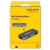 DeLOCK mini Dockingstation für macbook mit 5K Ledningsført Thunderbolt 3 Grå, Docking station grå, Ledningsført, Thunderbolt 3, Grå, 5120 x 2880 pixel, Metal, 65 mm