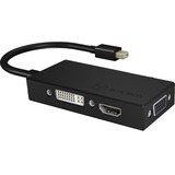 ICY BOX IB-AC1032 Mini DisplayPort DVI-D + VGA (D-Sub) + HDMI Sort, Adapter Sort, Mini DisplayPort, DVI-D + VGA (D-Sub) + HDMI, Hanstik, Hunstik, 3840 x 2160 pixel, 1920 x 1080 (HD 1080), 2048 x 1152, 3840 x 2160