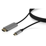 ICY BOX IB-CB020-C 1,8 m HDMI USB Type-C Sølv, Kabel Sort, 1,8 m, HDMI, USB Type-C, Hanstik, Hanstik, Lige