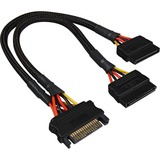 Sharkoon 15Pin SATA > 2x 15Pin SATA, Y-kabel Sort