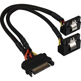 Sharkoon 15Pin SATA > 2x 15Pin SATA, Y-kabel Sort