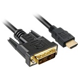 Sharkoon 1m, HDMI/DVI-D Sort, Adapter Sort, HDMI/DVI-D, 1 m, HDMI, DVI-D, Hanstik, Hanstik, 1920 x 1080 pixel