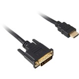 Sharkoon 1m, HDMI/DVI-D Sort, Kabel Sort, HDMI/DVI-D, 1 m, HDMI, DVI-D, Hanstik, Hanstik, 1920 x 1080 pixel