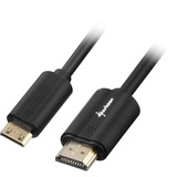 Sharkoon 1m, HDMI/Mini HDMI HDMI-kabel HDMI Type A (Standard) HDMI Type C (Mini) Sort, Adapter Sort, HDMI/Mini HDMI, 1 m, HDMI Type A (Standard), HDMI Type C (Mini), 4096 x 2160 pixel, 3D, Sort