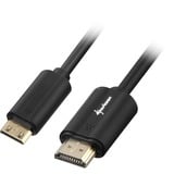 Sharkoon 2m, HDMI/Mini HDMI HDMI-kabel HDMI Type A (Standard) HDMI Type C (Mini) Sort, Adapter Sort, HDMI/Mini HDMI, 2 m, HDMI Type A (Standard), HDMI Type C (Mini), 4096 x 2160 pixel, 3D, Sort