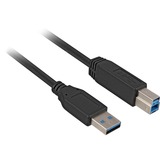 2m, USB3.0-A/USB3.0-B USB-kabel USB 3.2 Gen 1 (3.1 Gen 1) USB A USB B Sort