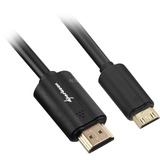 Sharkoon 3m, HDMI/Mini HDMI HDMI-kabel HDMI Type A (Standard) HDMI Type C (Mini) Sort, Adapter Sort, HDMI/Mini HDMI, 3 m, HDMI Type A (Standard), HDMI Type C (Mini), 4096 x 2160 pixel, 3D, Sort