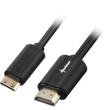 Sharkoon 3m, HDMI/Mini HDMI HDMI-kabel HDMI Type A (Standard) HDMI Type C (Mini) Sort, Adapter Sort, HDMI/Mini HDMI, 3 m, HDMI Type A (Standard), HDMI Type C (Mini), 4096 x 2160 pixel, 3D, Sort