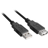 Sharkoon 4044951015399 USB-kabel 0,5 m USB 2.0 USB A Sort, Forlængerledning Sort, 0,5 m, USB A, USB A, USB 2.0, Hanstik/Hunstik, Sort