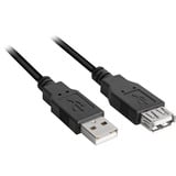 Sharkoon 4044951015405 USB-kabel 1 m USB 2.0 USB A Sort, Forlængerledning Sort, 1 m, USB A, USB A, USB 2.0, Hanstik/Hunstik, Sort