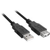 Sharkoon 4044951015429 USB-kabel 3 m USB 2.0 USB A Sort, Forlængerledning Sort, 3 m, USB A, USB A, USB 2.0, Hanstik/Hunstik, Sort