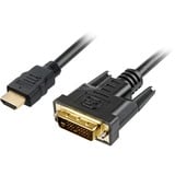 Sharkoon 5m, HDMI/DVI-D Sort, Kabel Sort, HDMI/DVI-D, 5 m, HDMI, DVI-D, Hanstik, Hanstik, 1920 x 1080 pixel