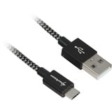 Sharkoon USB 2.0 kabel, USB-A stik > Micro-USB stik Sort/grå