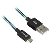 Sharkoon USB 2.0 kabel, USB-A stik > Micro-USB stik Sort/Lyseblå