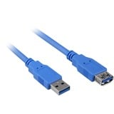 Sharkoon USB 3.0 M>F USB-kabel 2 m Blå, Forlængerledning Blå, 2 m, Hanstik/Hunstik, 5000 Mbit/s, Blå