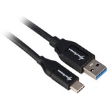 Sharkoon USB 3.2 Gen 2 kabel, USB-A stik > USB-C stik Sort