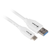 Sharkoon USB 3.2 Gen 2 kabel, USB-A stik > USB-C stik Hvid