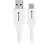 Sharkoon USB 3.2 Gen 2 kabel, USB-A stik > USB-C stik Hvid