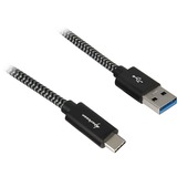 Sharkoon USB 3.2 Gen 2 kabel, USB-A stik > USB-C stik Sort/grå