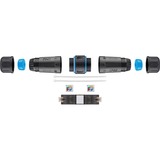 goobay 44416 netværks-splitter Sort, Kobling Sort, Cat6a, Sort, IP68, -20 - 85 °C, 28 mm, 122 mm