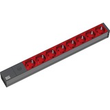 Bachmann 19'' 2m 8x Schuko H05VV-F 3G 1.00mm² stikdåse 8 AC stikkontakt(er) Sort, Rød, Strømskinne Sort/Rød, 2 m, 8 AC stikkontakt(er), Aluminium, Sort, Rød, 10 A, Sort