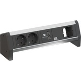 Bachmann Desk 1 stikdåse 3 AC stikkontakt(er) Sort, Strømskinne Sort/Sølv, 3 AC stikkontakt(er), Aluminium, Sort, 230 V, 2,15 A, 5.2 V