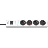Brennenstuhl 1150610324 stikdåse 2 m 4 AC stikkontakt(er) Hvid, Strømskinne Hvid, 2 m, 4 AC stikkontakt(er), Hvid, 19,5 A, Sort