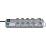 Brennenstuhl BN-PROFF120 Stikdåser, Strømskinne Sølv, 2 m, 10 AC stikkontakt(er), Plast, Sølv, 230 V, 50 - 60 Hz