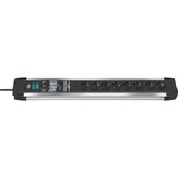 Brennenstuhl Premium-Protect-Line stikdåse 3 m 8 AC stikkontakt(er) Sort, Grå, Strømskinne Sort/Sølv, 3 m, 8 AC stikkontakt(er), Sort, Grå, 60000 A, Sort