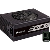 Corsair AX1600i enhed til strømforsyning 1600 W ATX Sort, PC strømforsyning Sort, 1600 W, 100 - 240 V, 50 - 60 Hz, 9 - 15 A, 180 W, 1600 W