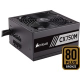 Corsair CX 750M enhed til strømforsyning 750 W 20+4 pin ATX ATX Sort, PC strømforsyning Sort, 750 W, 100 - 240 V, 825 W, 47 - 63 Hz, 6 - 12 A, Aktiv