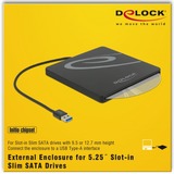 DeLOCK 42604 ODD lukning 13,3 cm (5.25") SATA III Sort, Drev kabinet Sort, 13,3 cm (5.25"), SATA III, Initio INIC-3619, 5 Gbit/sek., USB, Alle mærker